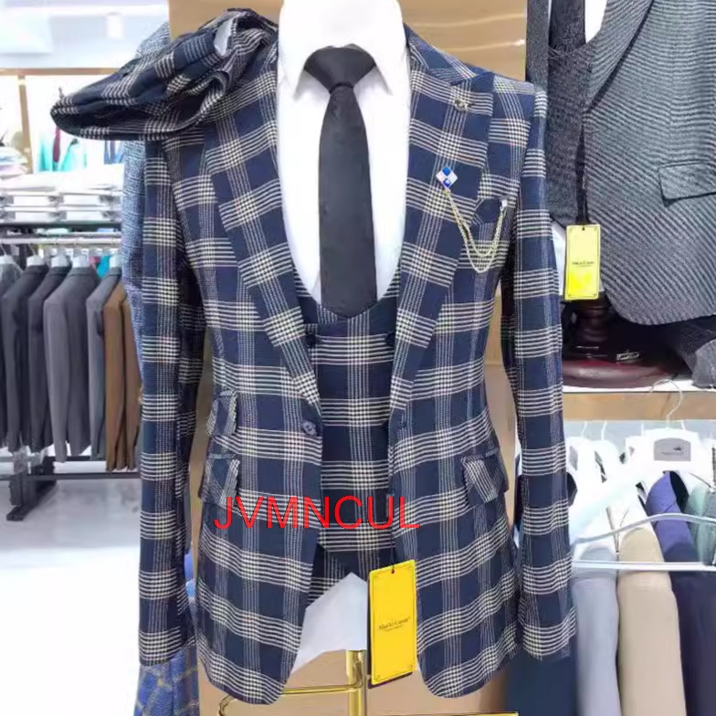 Men'S Formal Wear For Reception - 남성 컬러 블록 3피스 수트 모던