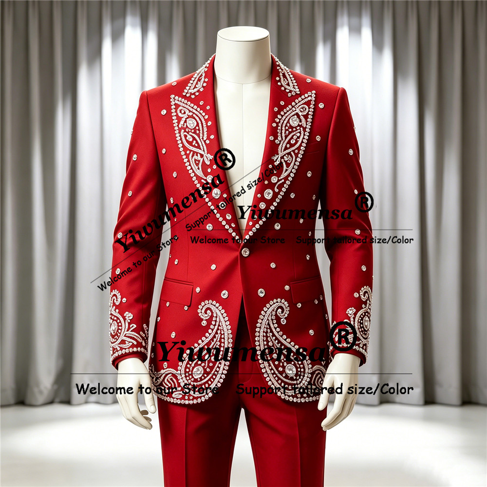 Men'S Formal Wear Attire - 반짝이는 보석 장식이 있는 남성용 웨딩