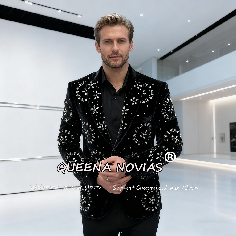 Men'S Formal Dinner Wear - 럭셔리 다이아몬드 스톤 장식 남성용 웨딩