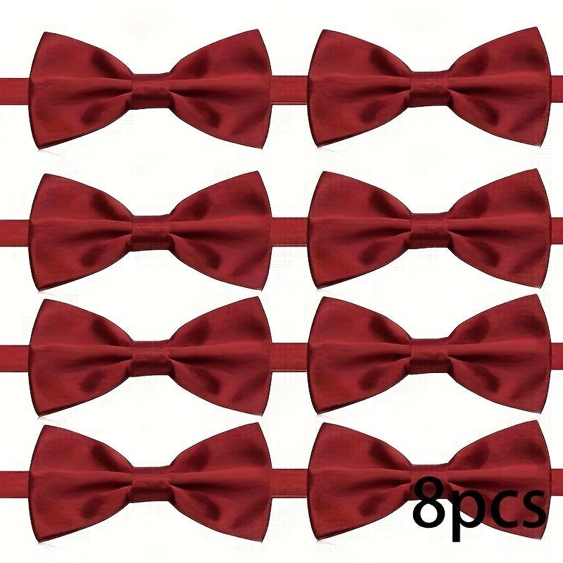 Men'S Formal Wear Bow Ties - 8개/12개입 남성용 버건디색 미리 묶인 조절