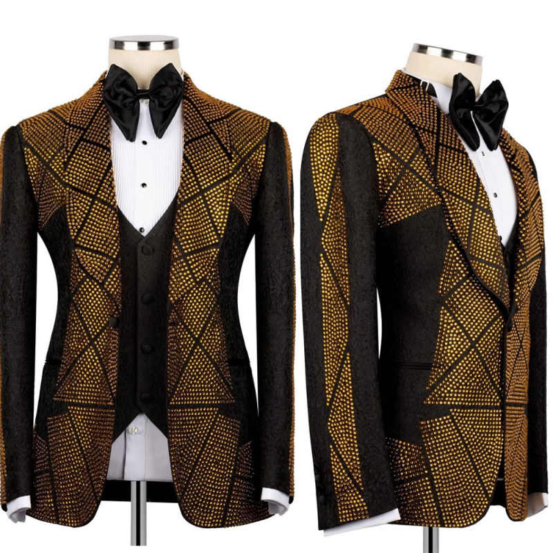 Men'S Formal Wear Attire - 골드 비즈 남성 정장 웨딩 의상