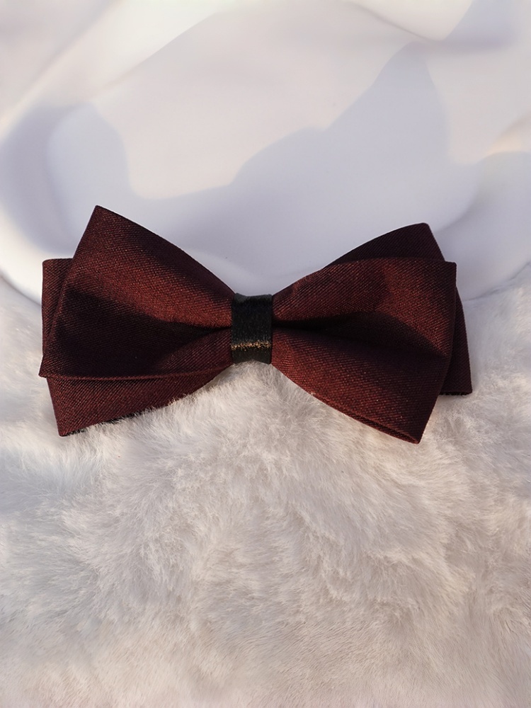 Men'S Formal Wear Bow Ties - 버건디 더블 레이어 무광택 나비 넥타이,