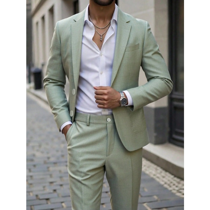 Men'S Formal Dinner Wear - 비즈니스 남성용 단색 정장 세트, 슬림핏