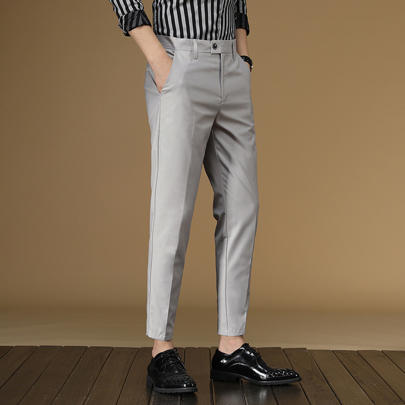 Khaki Formal Wear Men - 남성용 여름 정장 바지, 레드 블랙