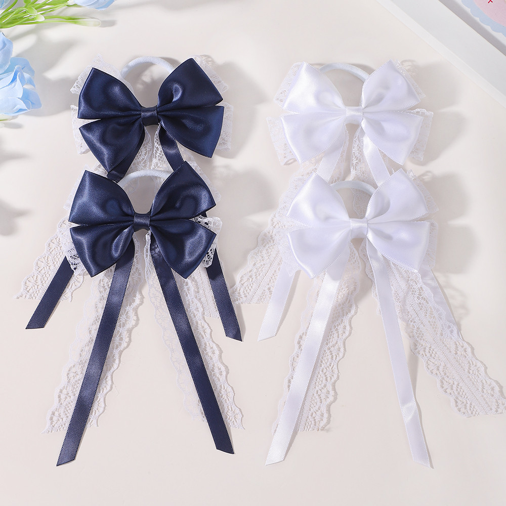Satin Bow Tie - 2Pcs 새틴 레이스 롱 테일 보우