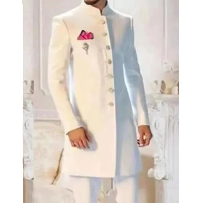 Men Formal Wear Indian - 뉴 클래식 화이트 남성 정장 롱