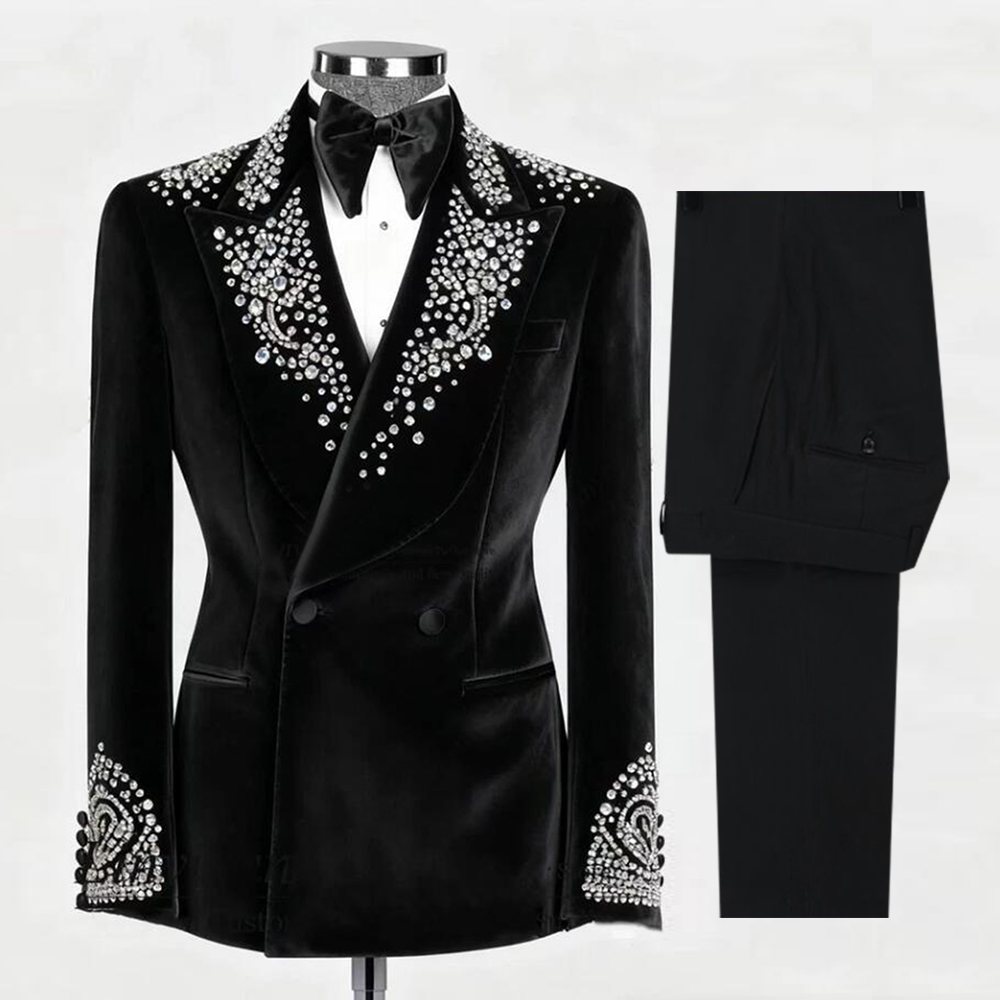 Men'S Formal Wear Attire - 럭셔리 남성 정장 2피스 세트 벨벳