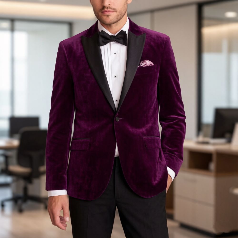 Men'S Formal Wear For Reception - 남성용 벨벳 정장 슬림핏 투피스 정장