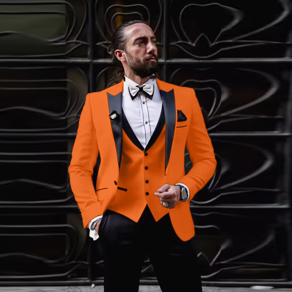 Men'S Formal Dinner Wear - 남성 슬림핏 3피스 턱시도 원버튼 피크