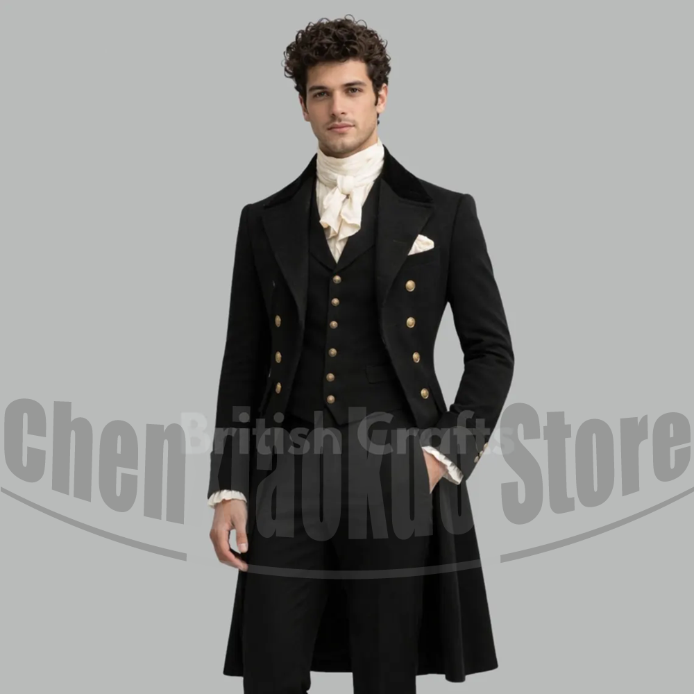 Victorian Men'S Formal Wear - 블랙 남성 빅토리아 테일코트 3피스 더블