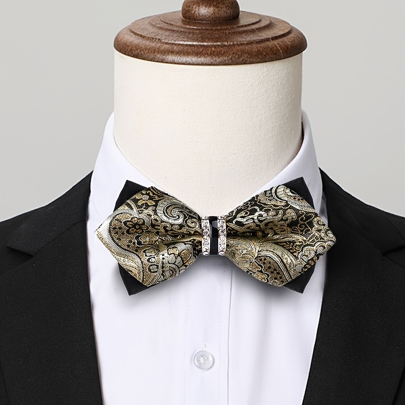 Men'S Formal Wear Bow Ties - 남성용 자카드 새틴 보타이, 라인스톤 장식,