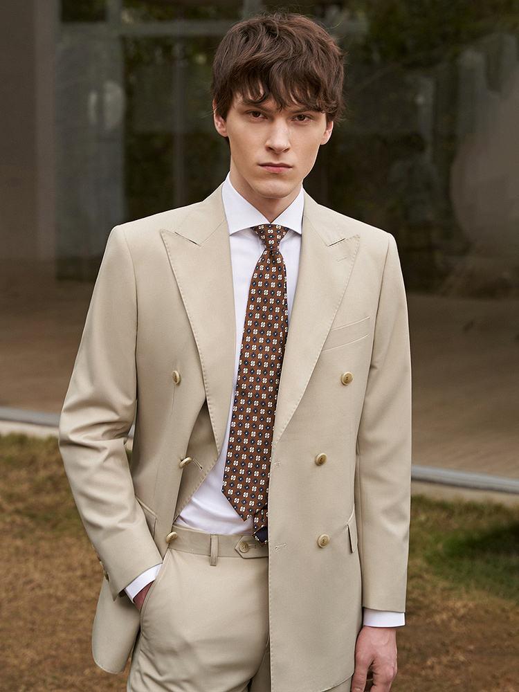 Khaki Formal Wear Men - 30% 울 남성 정장 세트 블레이저