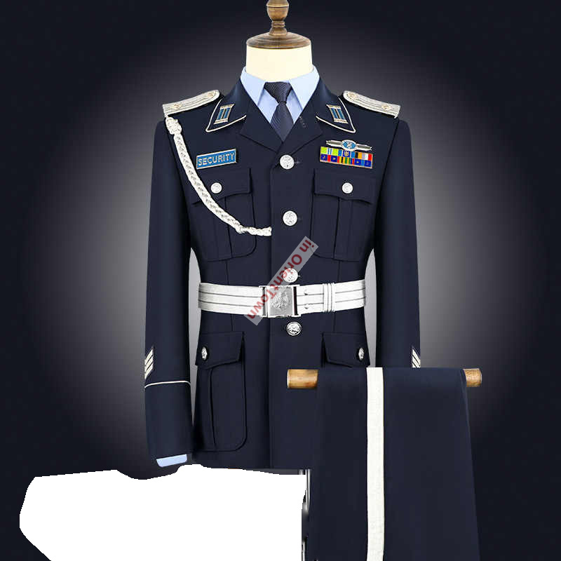 프러시안 스타일 딥 블루 컬러 보안 유니폼, 공항 호텔 - Men Formal Wear Sale 리뷰 및 가격