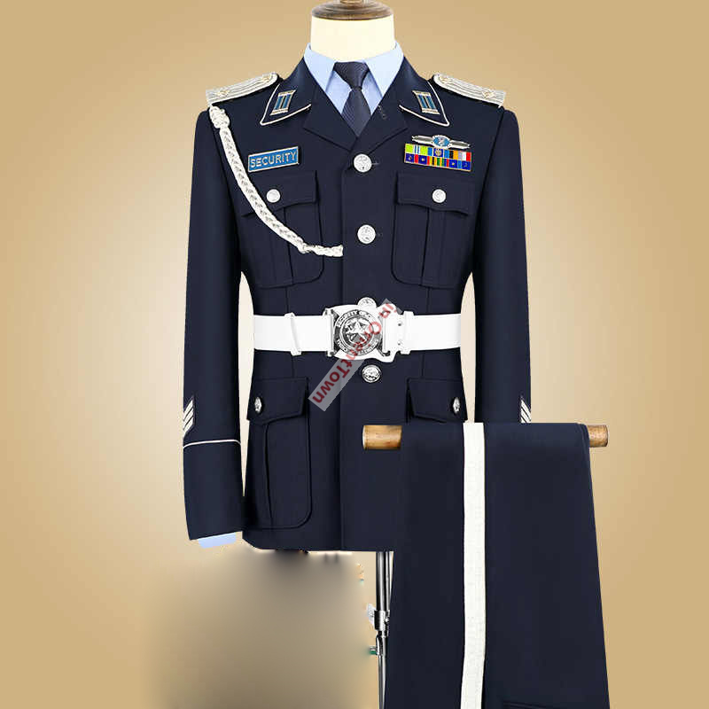프러시안 스타일 딥 블루 컬러 보안 유니폼, 공항 호텔 - Men Formal Wear Sale 리뷰 및 가격