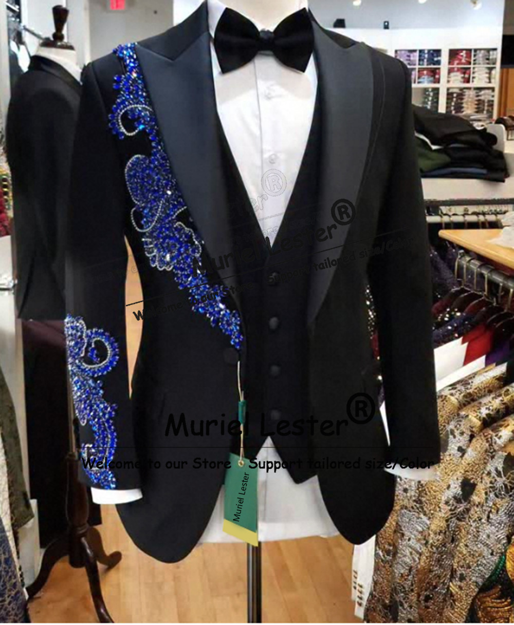 남성용 고급 웨딩 수트, 보석 장식 재킷, 조끼, 바지 - Men'S Formal Wear Attire 리뷰 및 가격