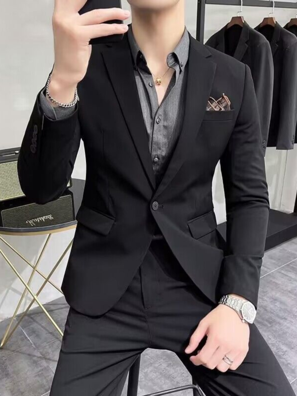 남성용 비즈니스 캐주얼 슬림핏 쓰리피스 수트, 웨딩 신 - Men'S Urban Formal Wear 리뷰 및 가격