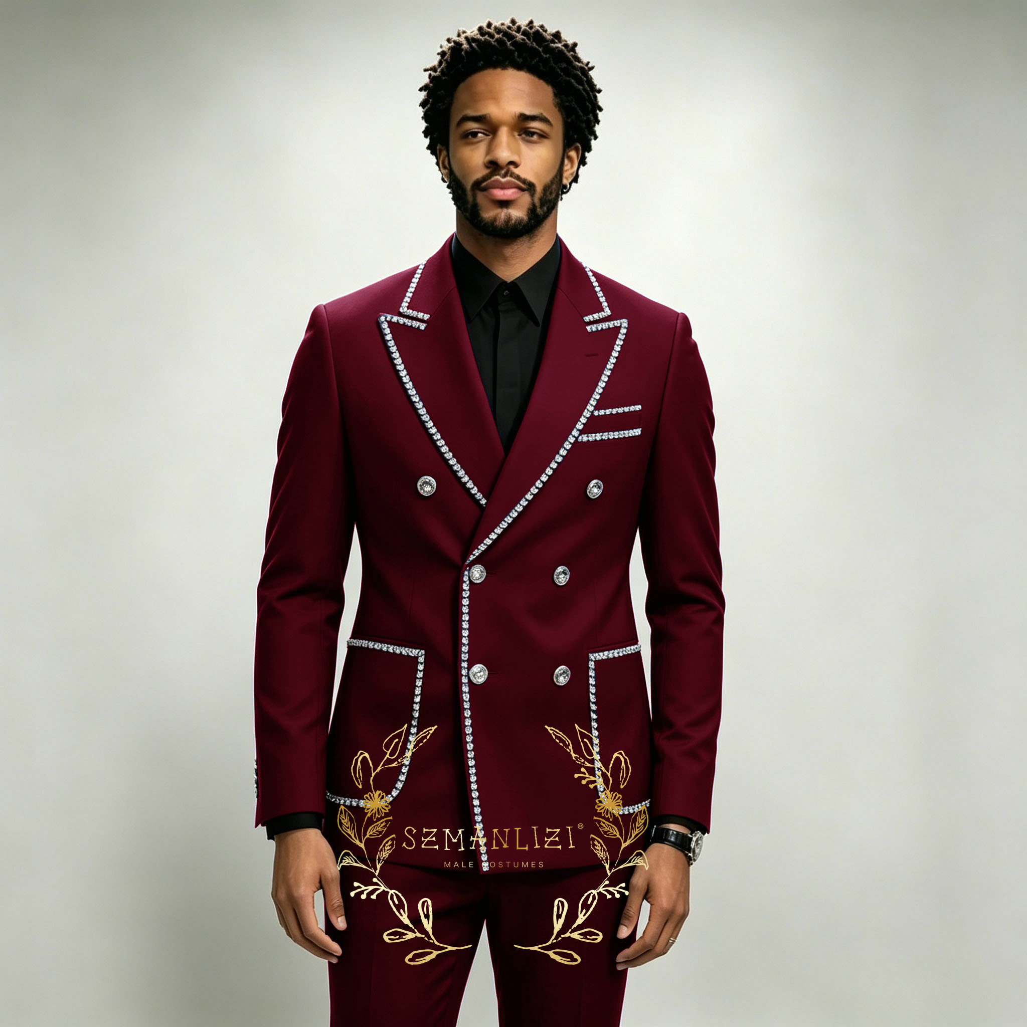 럭셔리 남성 정장 2피스 로얄 블루 크리스탈 피크드 라 - Formal Wear For Men In Wedding 리뷰 및 가격