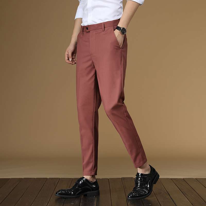남성용 여름 정장 바지, 레드 블랙 카키 플랫, 포멀  - Khaki Formal Wear Men 리뷰 및 가격