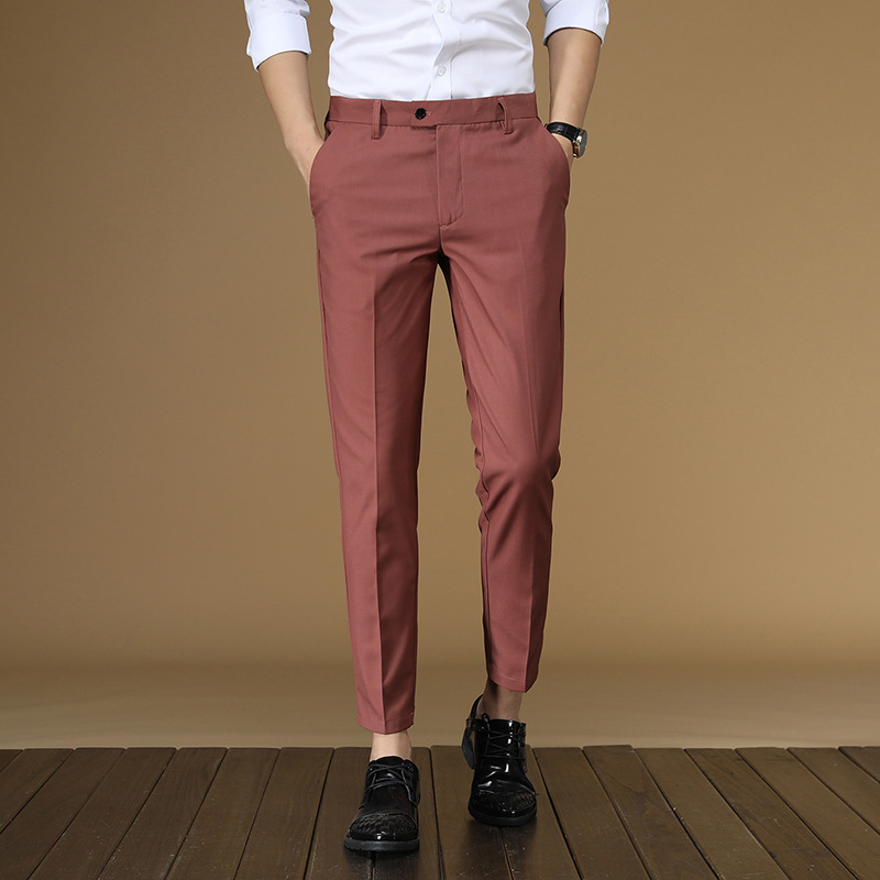 남성용 여름 정장 바지, 레드 블랙 카키 플랫, 포멀  - Khaki Formal Wear Men 리뷰 및 가격