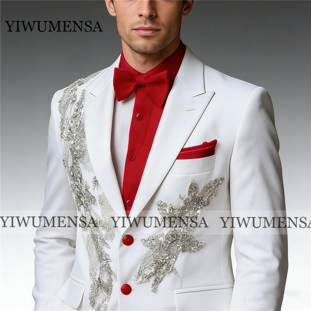 결혼식을 위한 고급 남성 정장, 반짝이는 크리스탈 비딩 - Men'S Formal Wear Attire 리뷰 및 가격