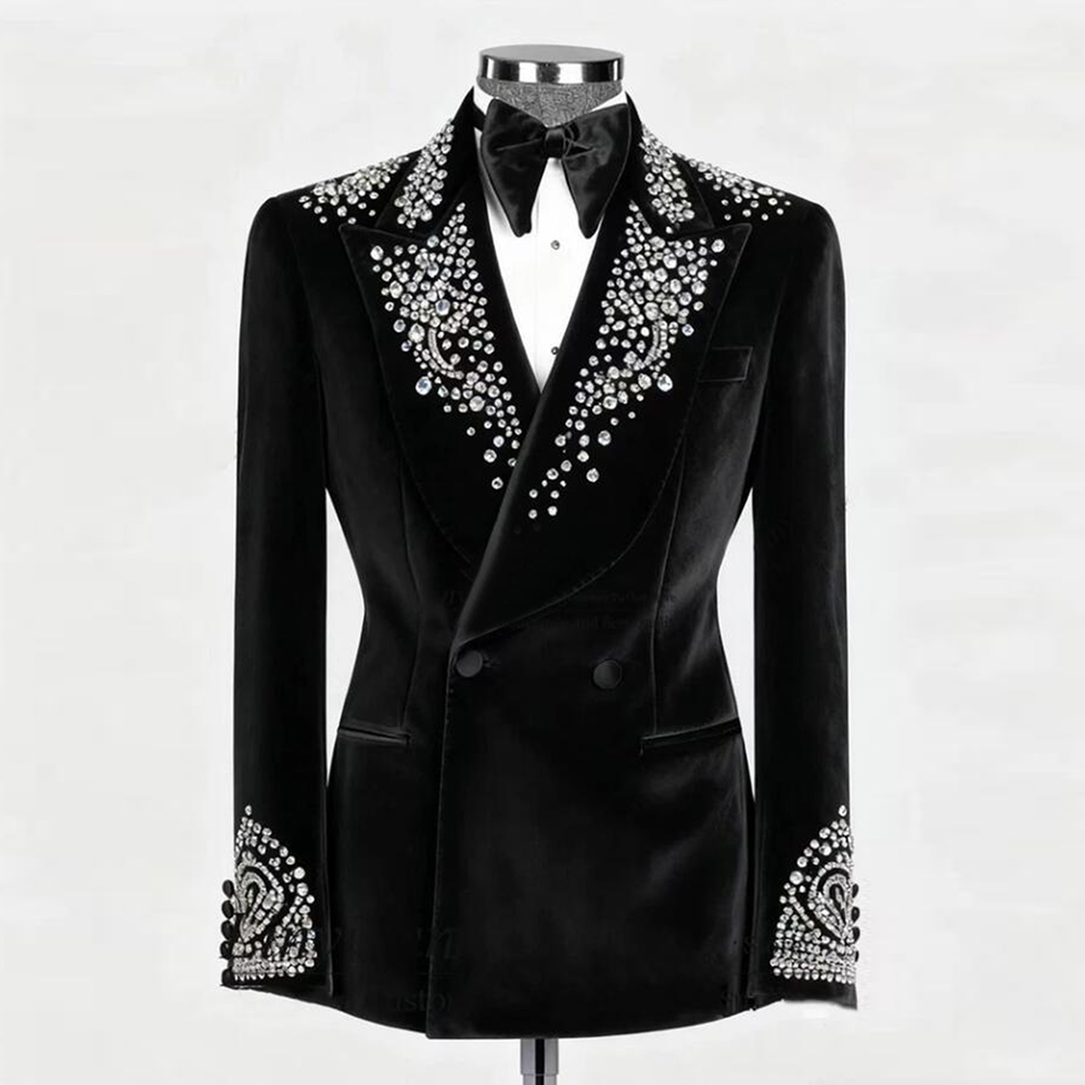 럭셔리 남성 정장 2피스 세트 벨벳 재킷 바지 맞춤 신 - Men'S Formal Wear Attire 리뷰 및 가격