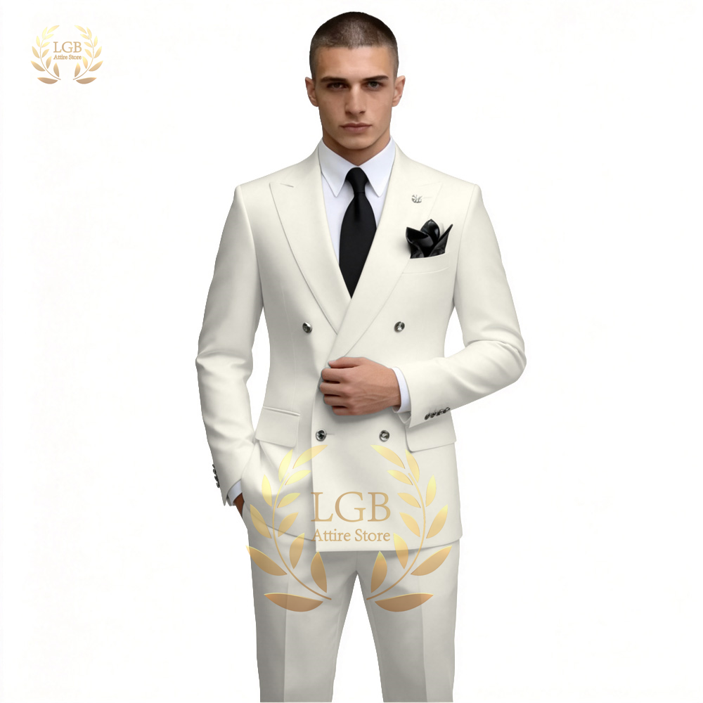 남성용 화이트 더블 브레스티드 수트 2피스 세트 슬림핏 - Men'S Formal Dinner Wear 리뷰 및 가격