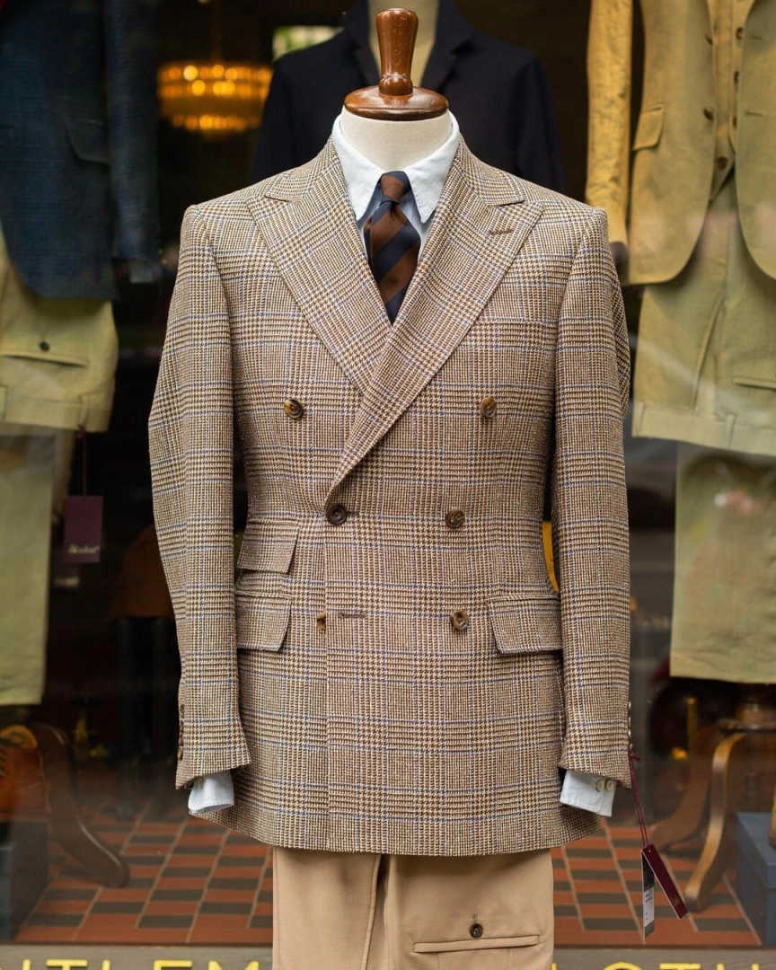 레트로 체크 더블 브레스티드 남성 정장 세트, 피크 라 - Men'S Formal Wear For Reception 리뷰 및 가격