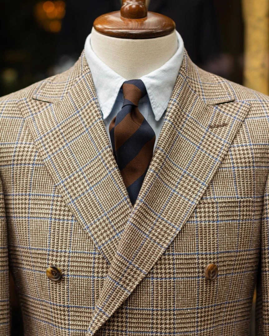 레트로 체크 더블 브레스티드 남성 정장 세트, 피크 라 - Men'S Formal Wear For Reception 리뷰 및 가격
