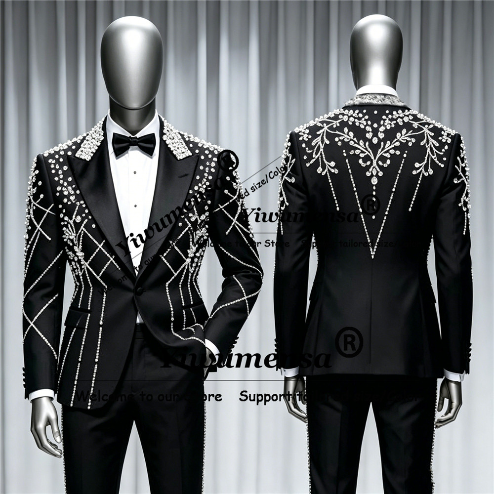 남성 패션 다이아몬드 비즈 장식 웨딩 수트 싱글 브레스 - Men'S Formal Wear Attire 리뷰 및 가격