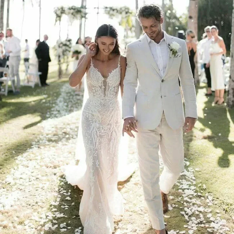 남성용 리넨 웨딩 턱시도, 여름 해변 포멀 남성 정장, - Men'S Formal Wear Attire 리뷰 및 가격