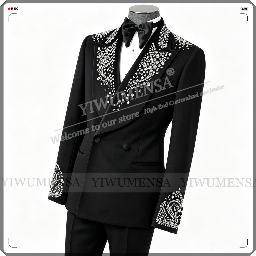 남자를위한 럭셔리 웨딩 정장 라인 석 페르시 자켓 바지 - Men'S Formal Wear Attire 리뷰 및 가격