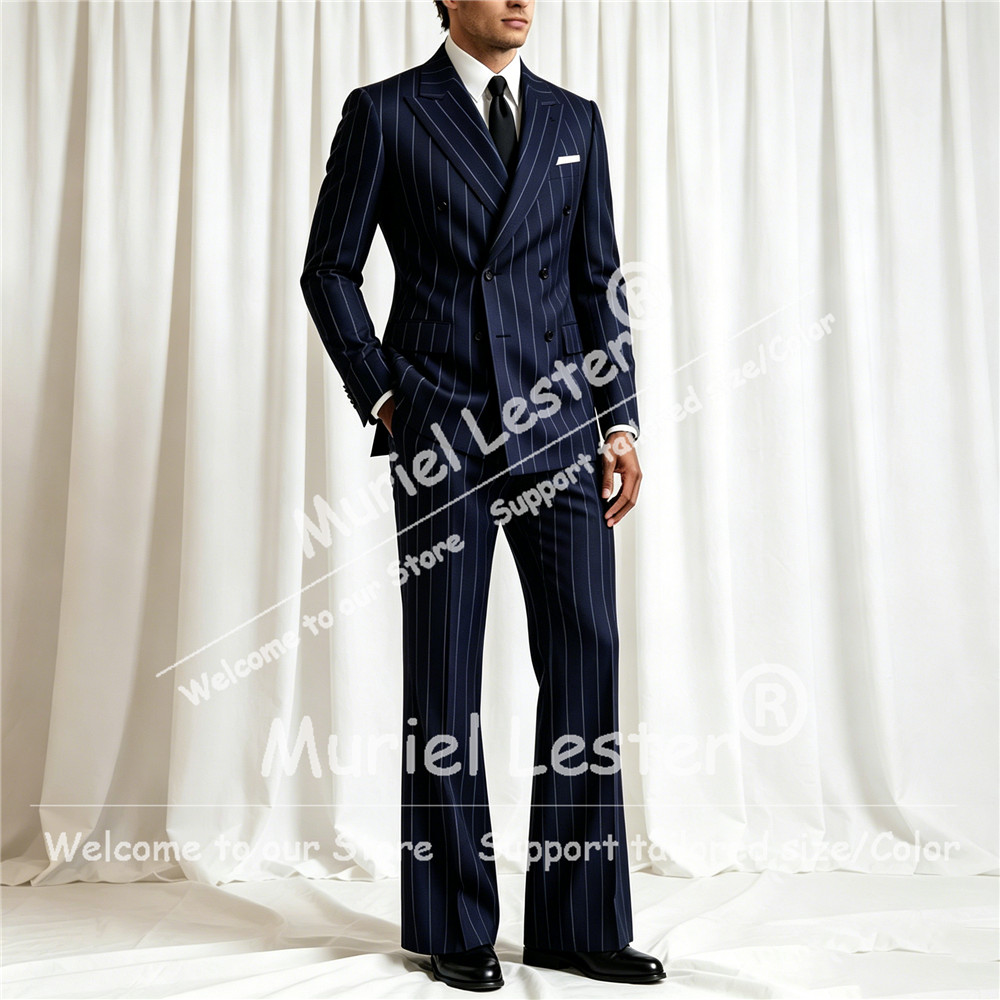 우아한 스트라이프 수트 남성 2피스 세트 더블 브레스티 - Men'S Formal Wear Attire 리뷰 및 가격