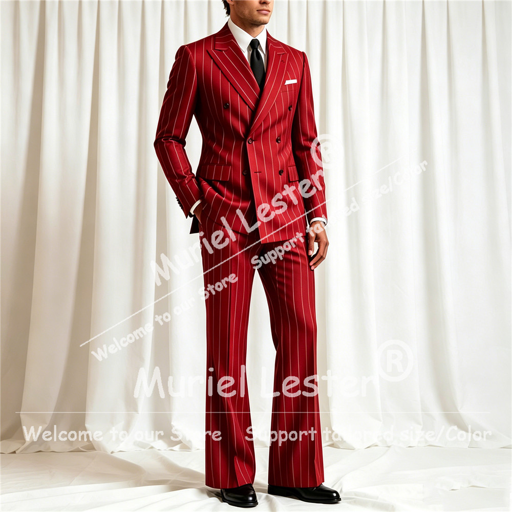 우아한 스트라이프 수트 남성 2피스 세트 더블 브레스티 - Men'S Formal Wear Attire 리뷰 및 가격