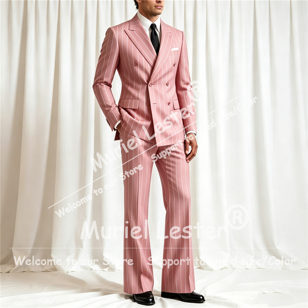 우아한 스트라이프 수트 남성 2피스 세트 더블 브레스티 - Men'S Formal Wear Attire 리뷰 및 가격
