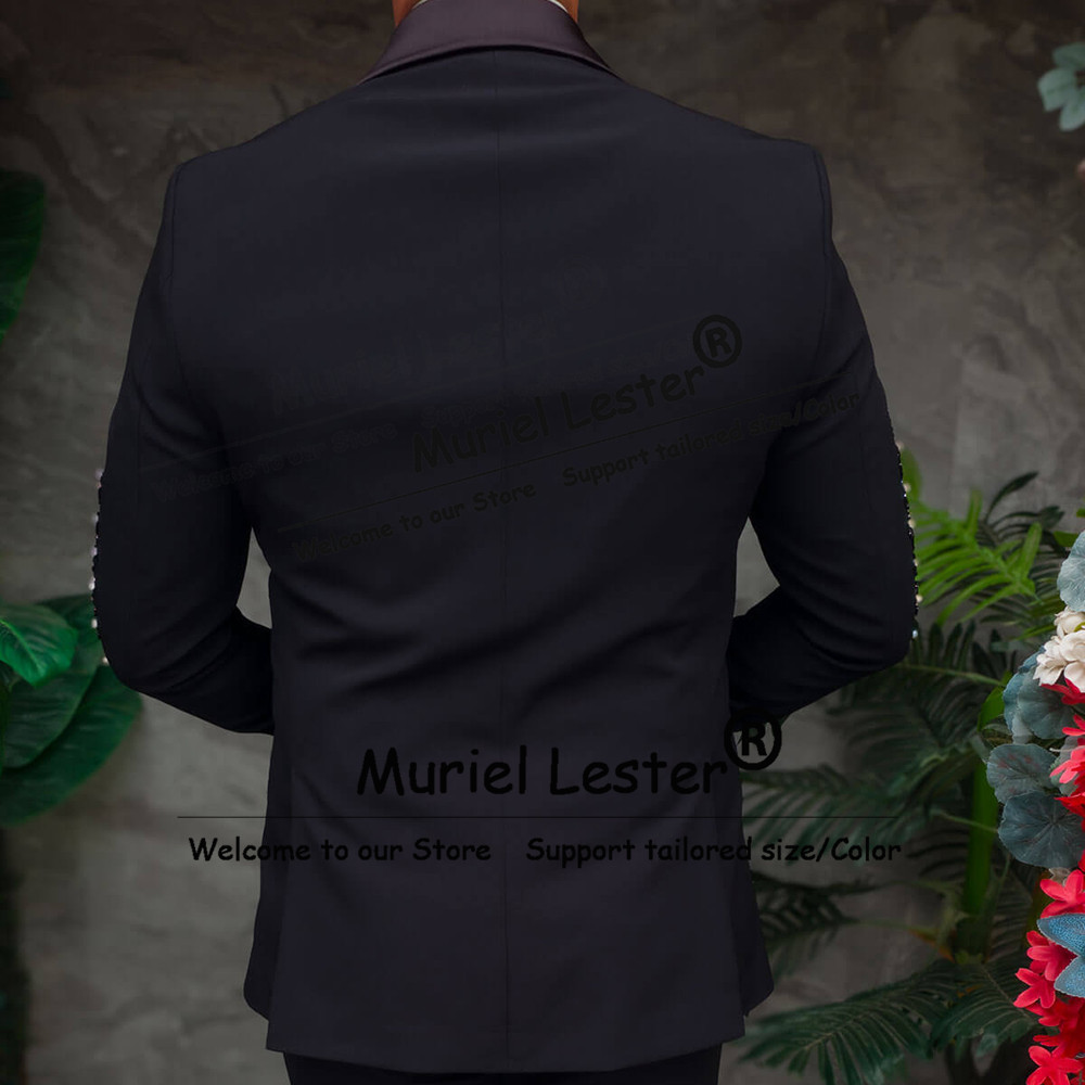 반짝이는 크리스탈 비즈 장식 슬림핏 숄 라벨 프롬 블레 - Men'S Formal Wear Attire 리뷰 및 가격