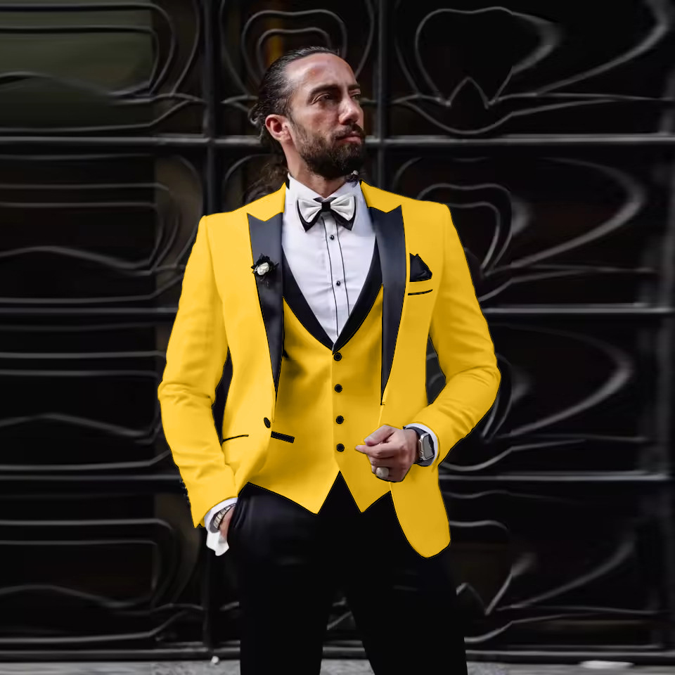 남성 슬림핏 3피스 턱시도 원버튼 피크 라펠 재킷, 베 - Men'S Formal Dinner Wear 리뷰 및 가격