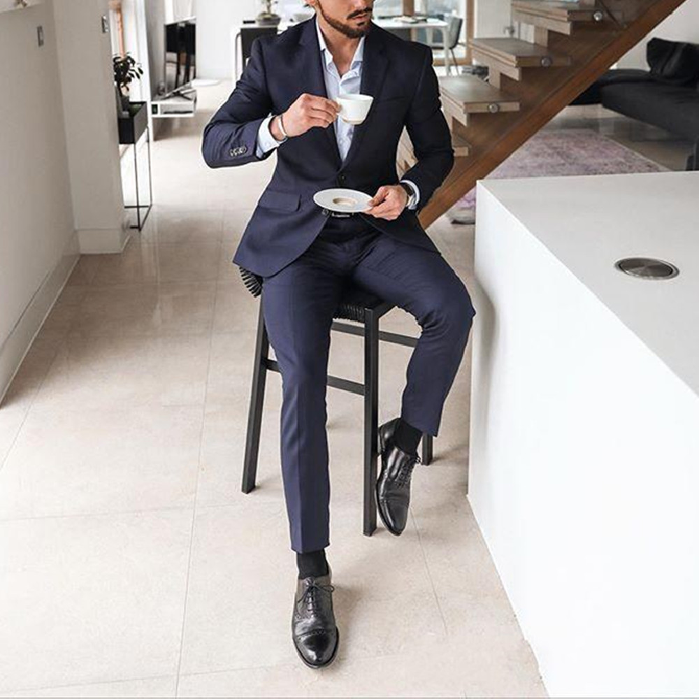 네이비 블루 2피스 남성 턱시도 정장, 신랑 들러리,  - Men'S Formal Dinner Wear 리뷰 및 가격