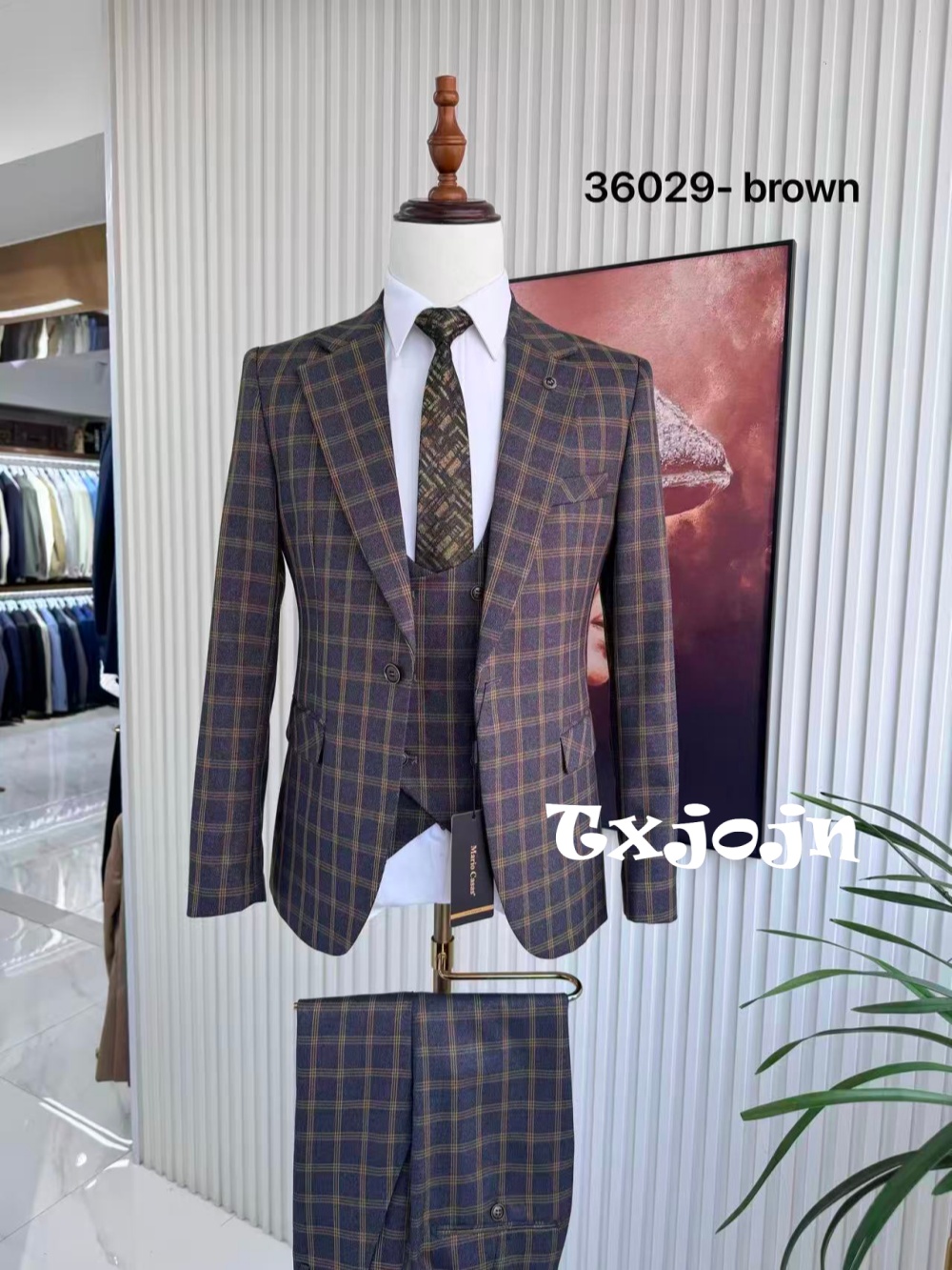 플래드 남성용 멋진 정장 세트 3피스 연회 파티복 노치 - Men Formal Wear Sale 리뷰 및 가격