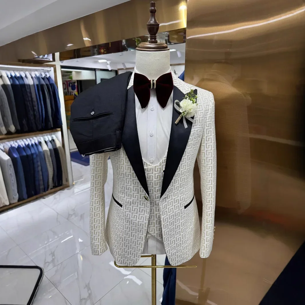 남자를위한 격자 무늬 댄스 파티 정장 슬림 피트 3 P - Men Formal Wear 2025 리뷰 및 가격