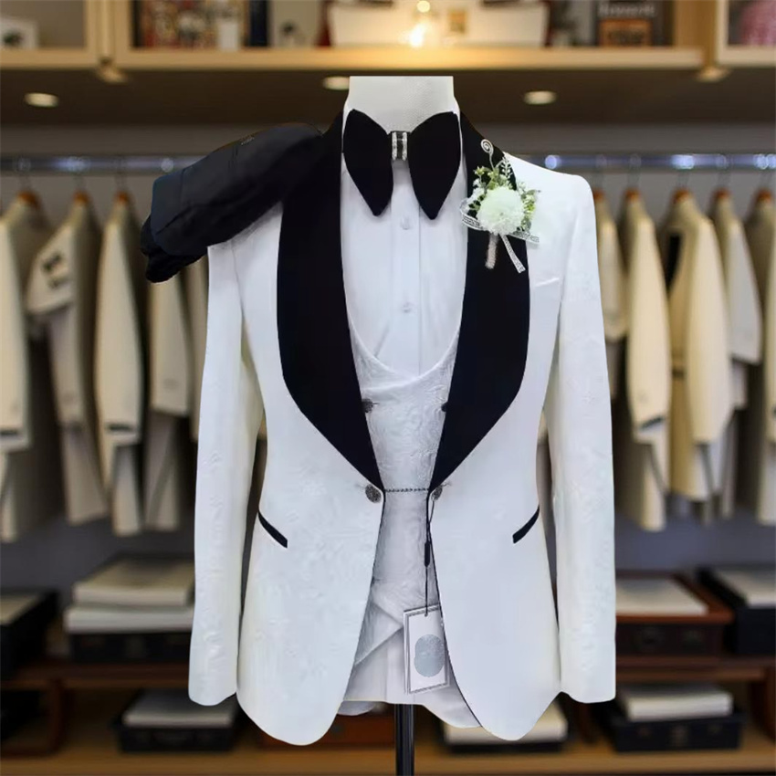 남성용 플로럴 웨딩 수트 3종 세트 슬림핏 신랑 턱시도 - Men Formal Wear 2025 리뷰 및 가격
