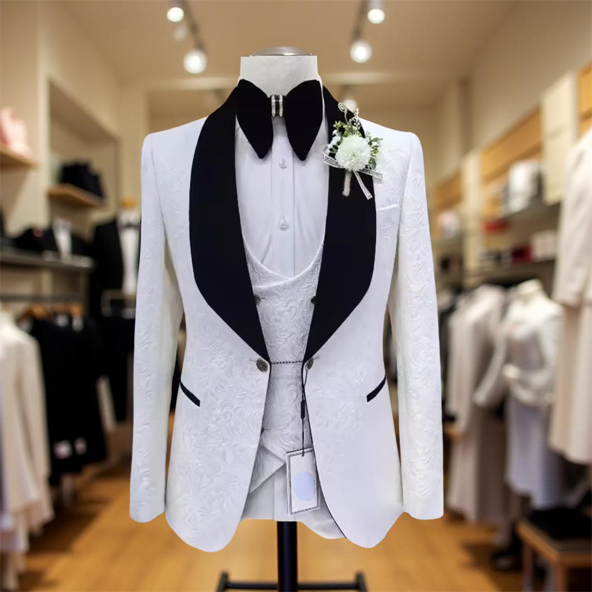 남성용 플로럴 웨딩 수트 3종 세트 슬림핏 신랑 턱시도 - Men Formal Wear 2025 리뷰 및 가격