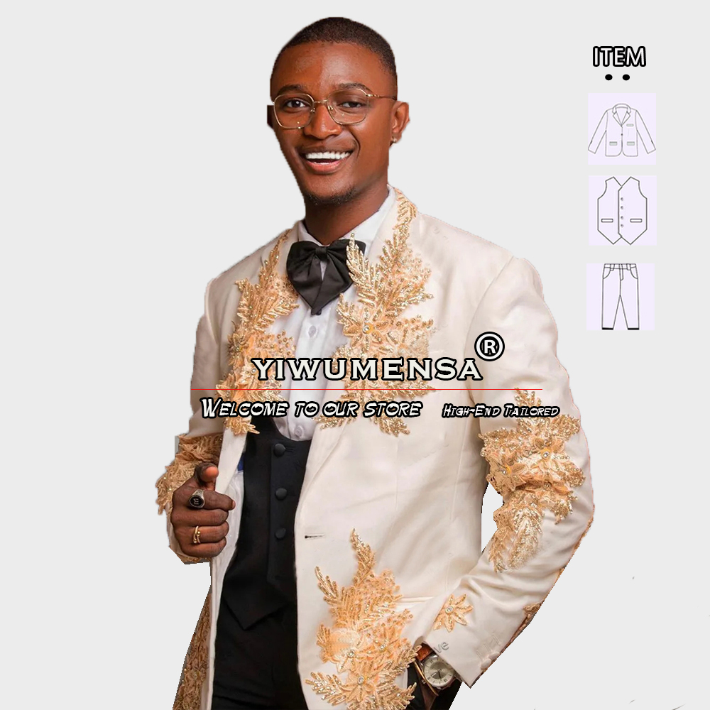 사용자 정의 3 조각 정장 남자 정장 신랑 착용 웨딩  - Formal Wear For Men In Wedding 리뷰 및 가격