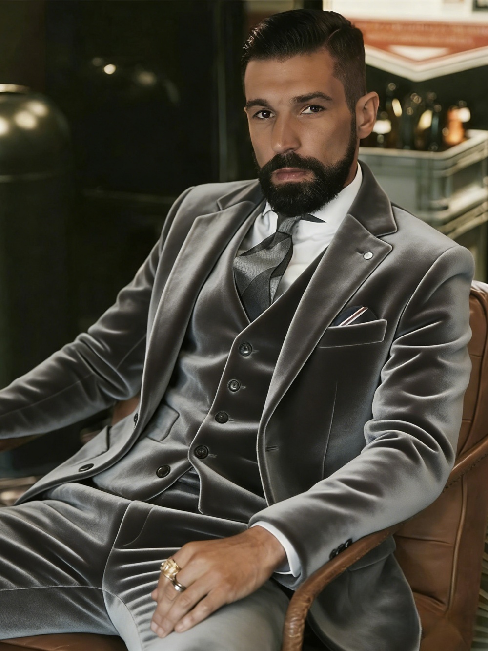 남성 벨벳 정장 3피스 댄스 파티복 노치드 라펠 남성  - Formal Wear For Men In Wedding 리뷰 및 가격