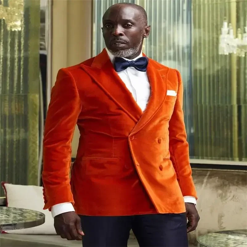 벨벳 정장 남성 정장 더블 브레스트 피크 라펠 신랑 턱 - Men Formal Wear 2025 리뷰 및 가격