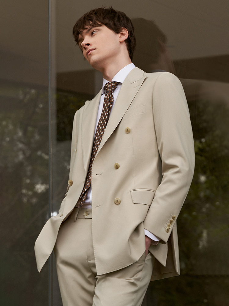 30% 울 남성 정장 세트 블레이저 팬츠 더블 브레스티 - Khaki Formal Wear Men 리뷰 및 가격