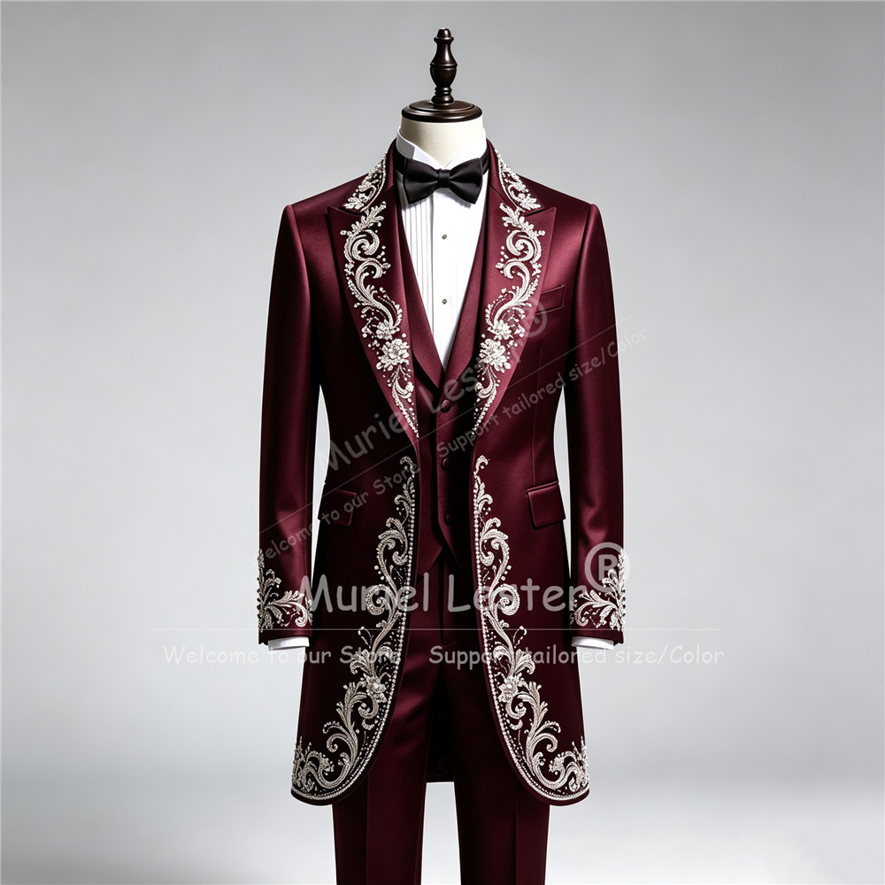 럭셔리 남성 웨딩 턱시도 수트, 맞춤 제작 반짝이는 크 - Men'S Formal Wear Attire 리뷰 및 가격