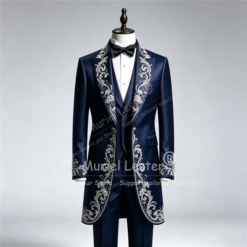 럭셔리 남성 웨딩 턱시도 수트, 맞춤 제작 반짝이는 크 - Men'S Formal Wear Attire 리뷰 및 가격